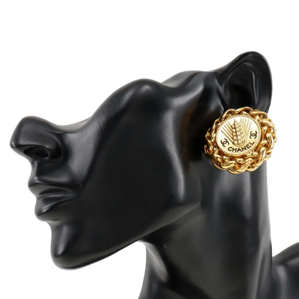 CHANEL Vintage Gold Logo Earrings